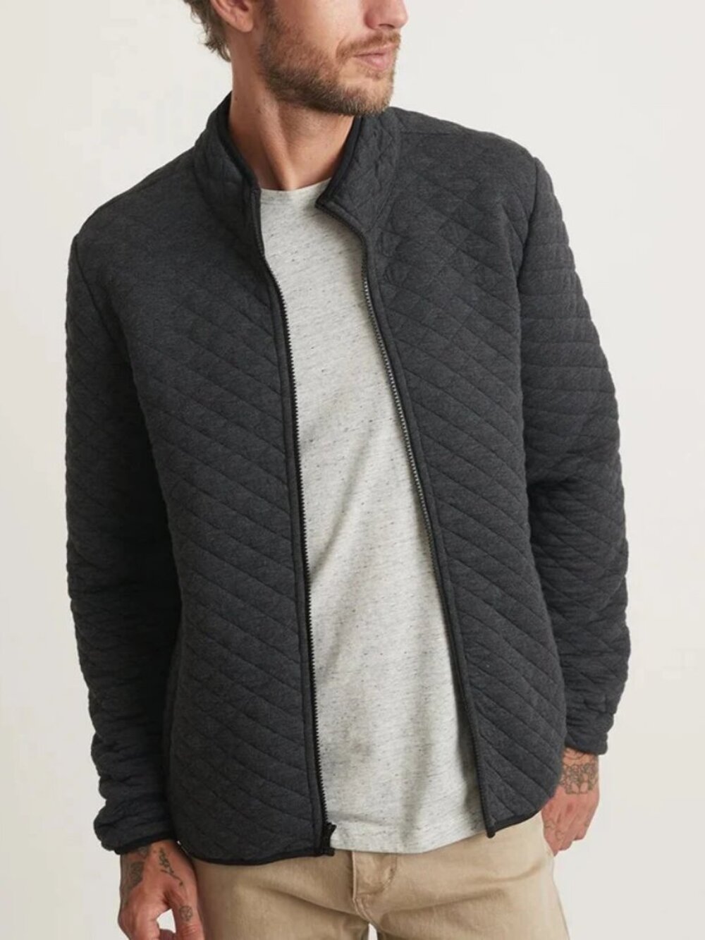 Marine Layer Charcoal Full Zip Quilted Corbet Jacket/15225